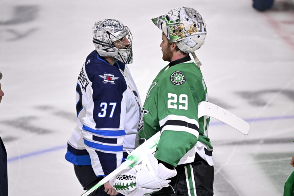 Dallas Stars goalie Jake Oettinger / Winnipeg Jets goalie Connor Hellebuyck