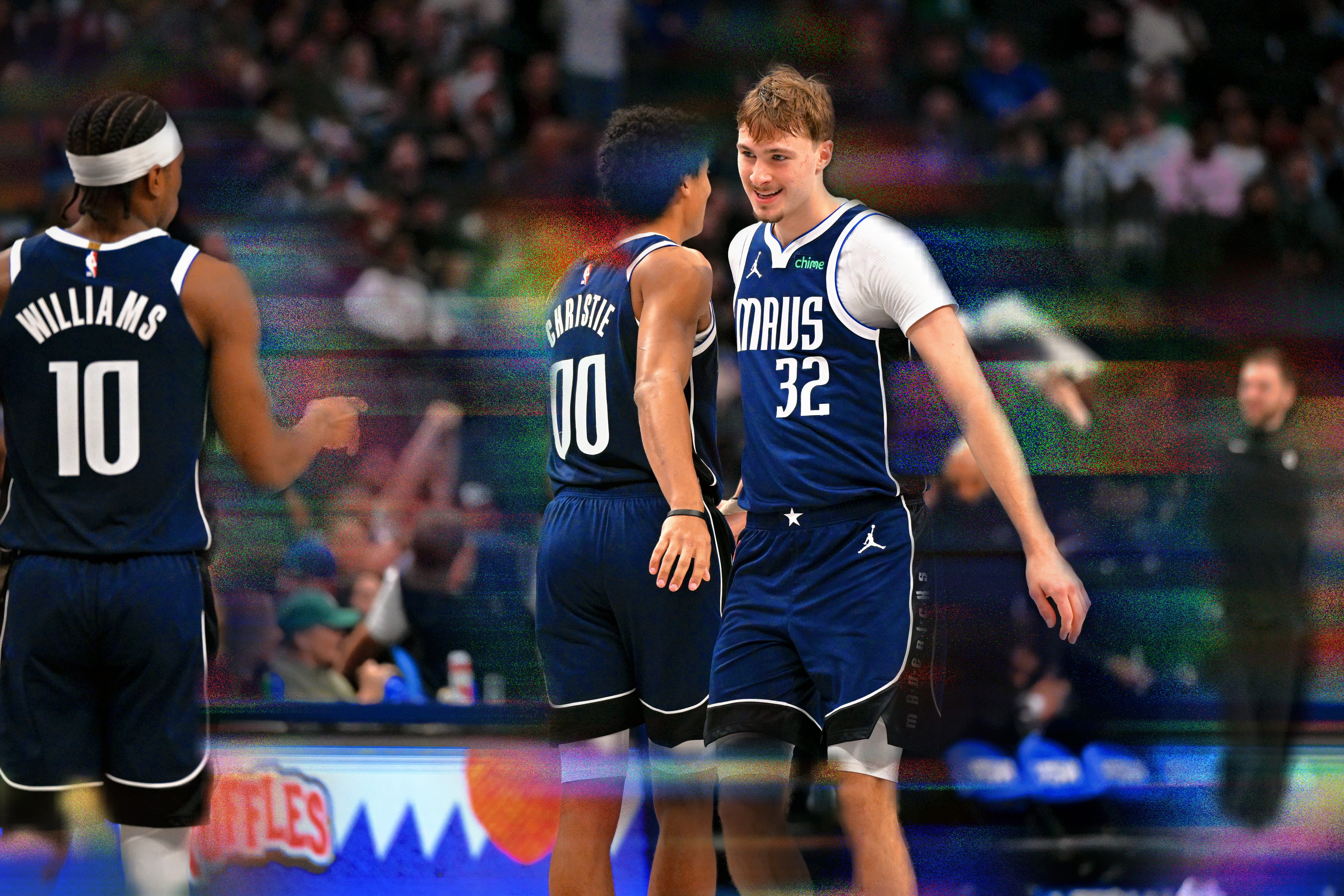 Mavs' Cooper Flagg, Max Christie and Brandon Williams