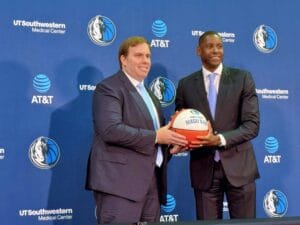 Mavericks' Masai Ujiri (right) and Patrick Dumont (left).