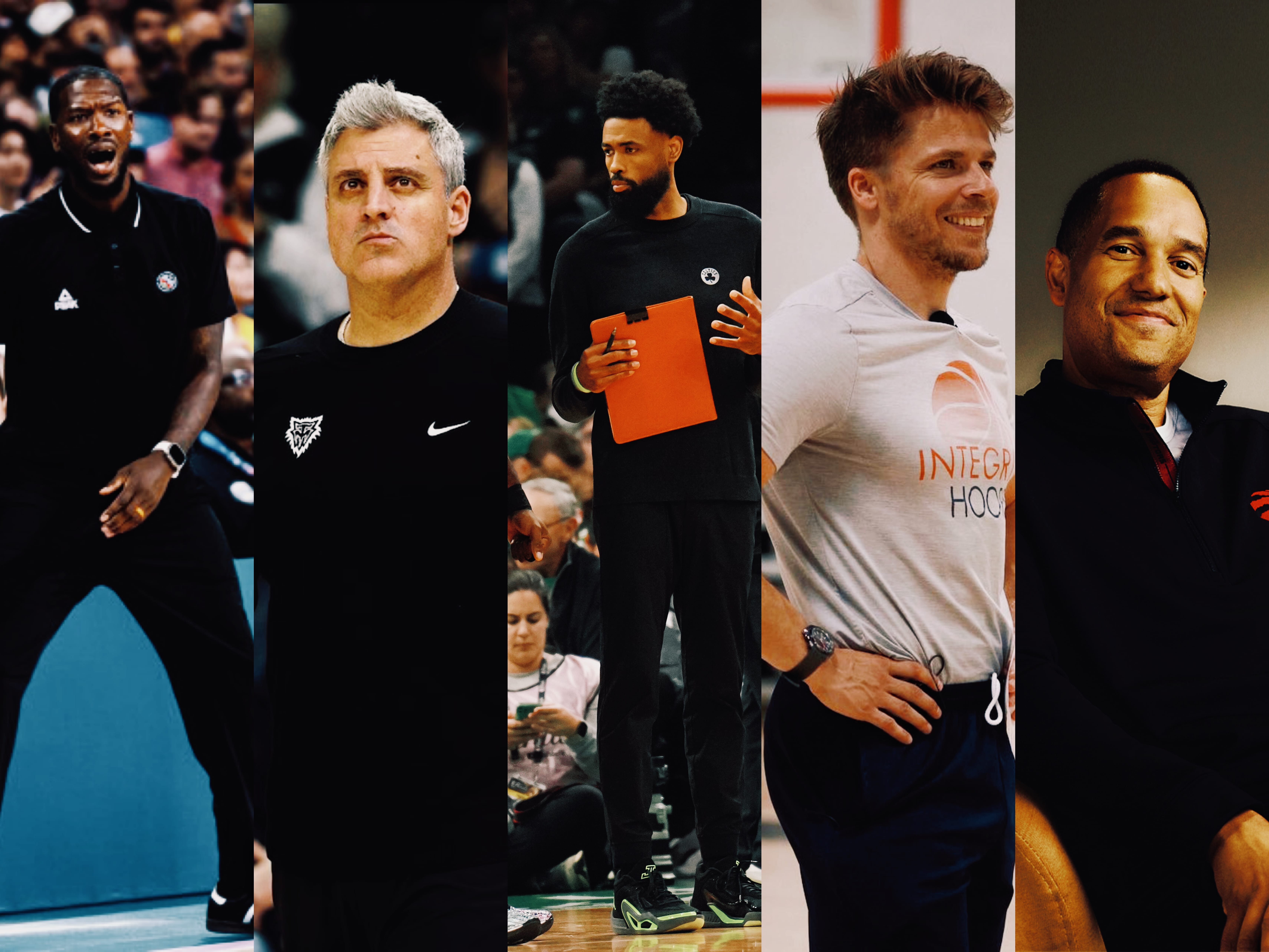 Minnesota's Micah Nori, Houston's Royal Ivey, Toronto's Jama Mahlalela, Boston's Tony Dobbins and Miami Heat consultant Noah LaRoche.