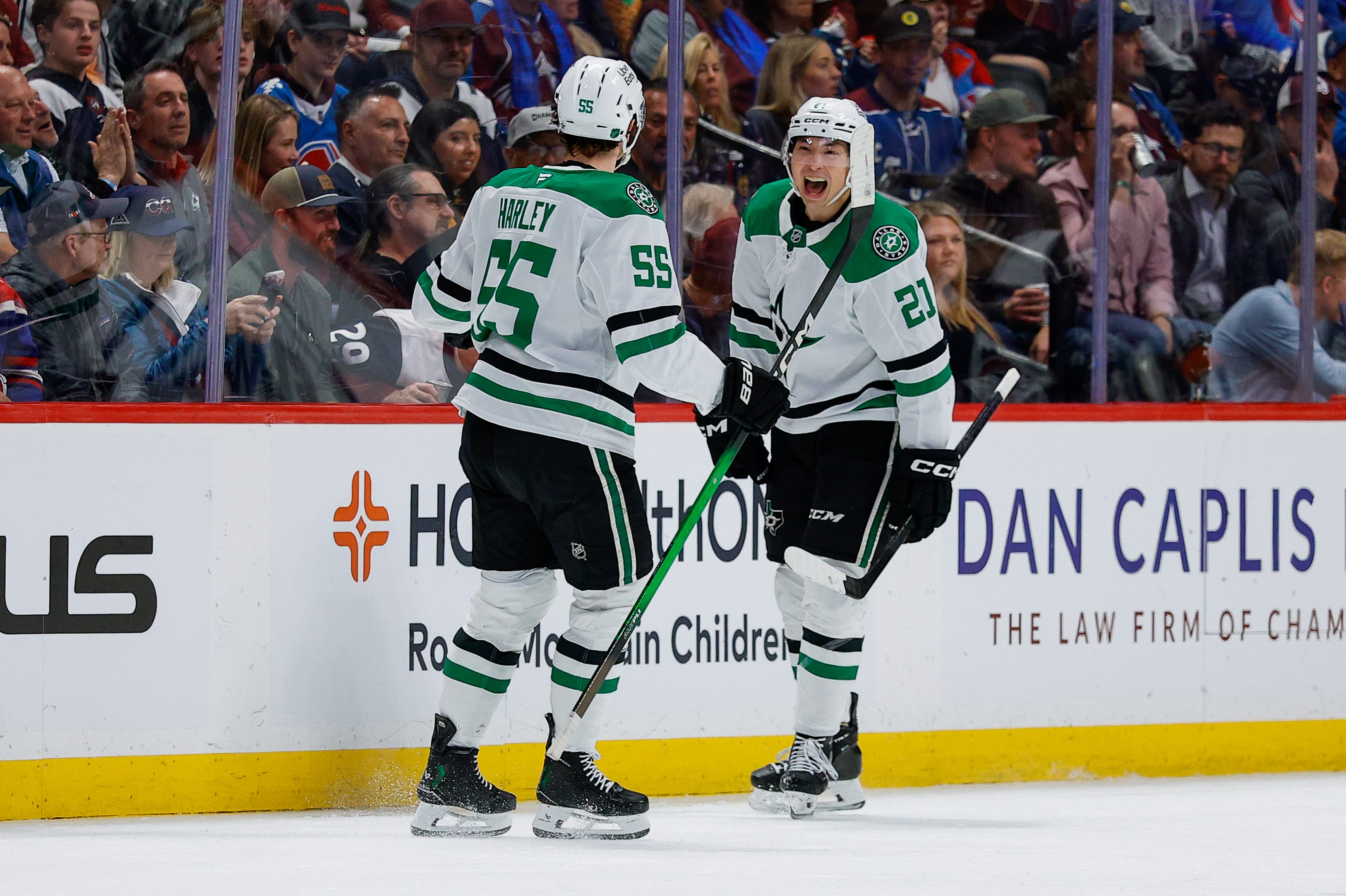 Dallas Stars forward Jason Robertson and defenseman Thomas Harley