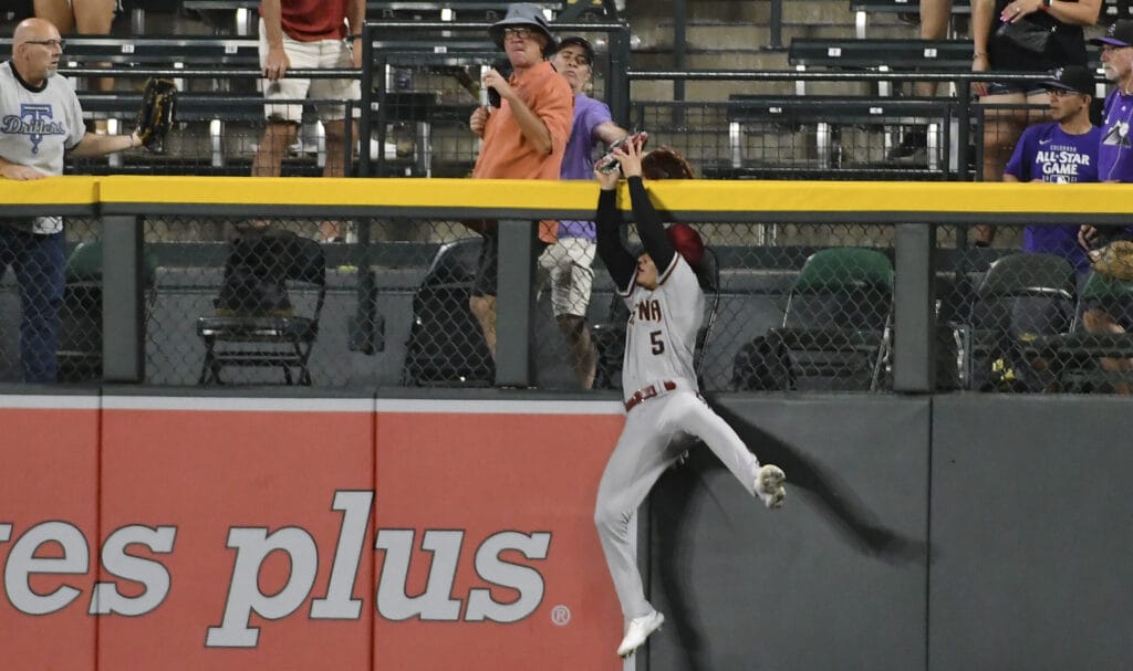 Diamondbacks’ center fielder Alek Thomas stating his case in Gold Glove race