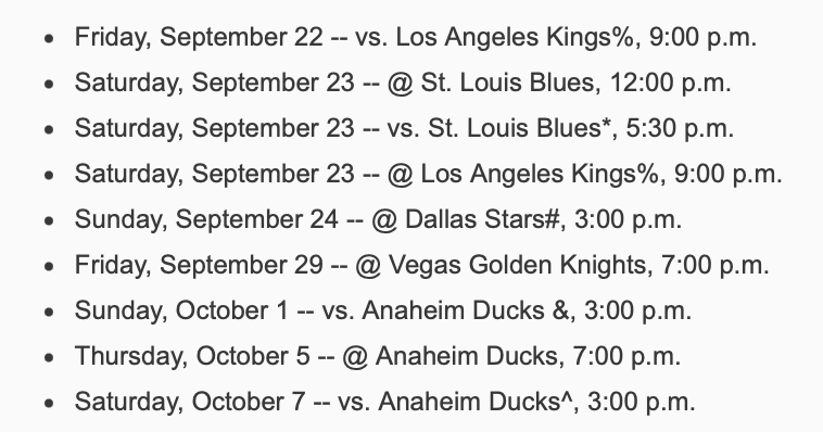 The Coyotes 'preseason schedule includes three games on one day.