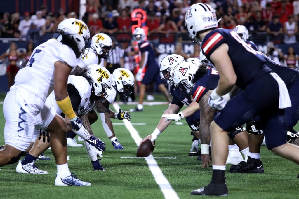 Arizona lines up for a play against NAU.