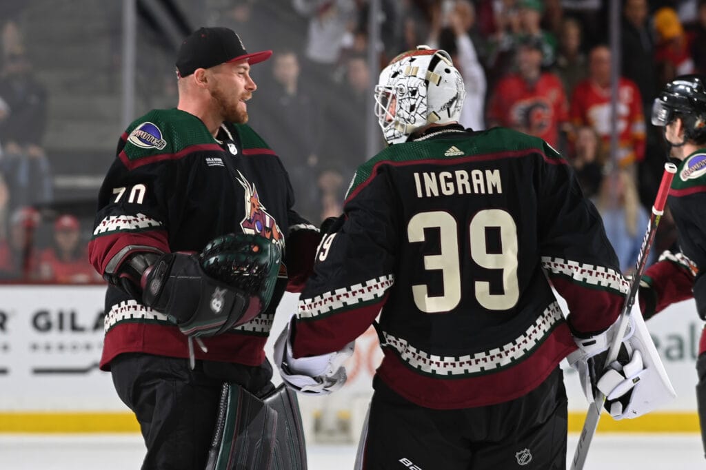 Coyotes goalies Connor Ingram and Karel Vejmelka have become good friends according to goalie coach Corey Schwab.