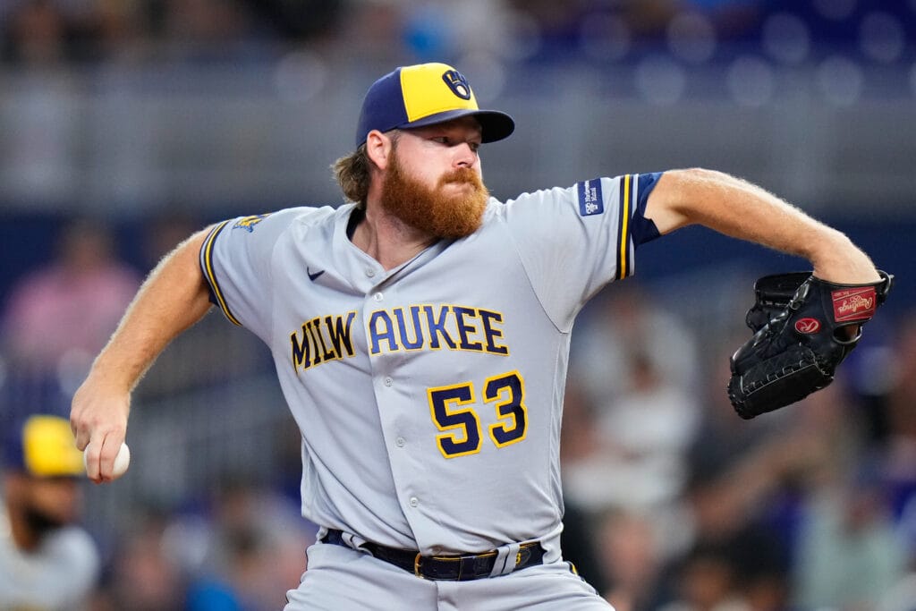 Brewers pitcher Brandon Woodruff uncorks a pitch.