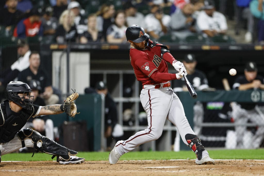 Diamondbacks first baseman Christian Walker takes a swing.