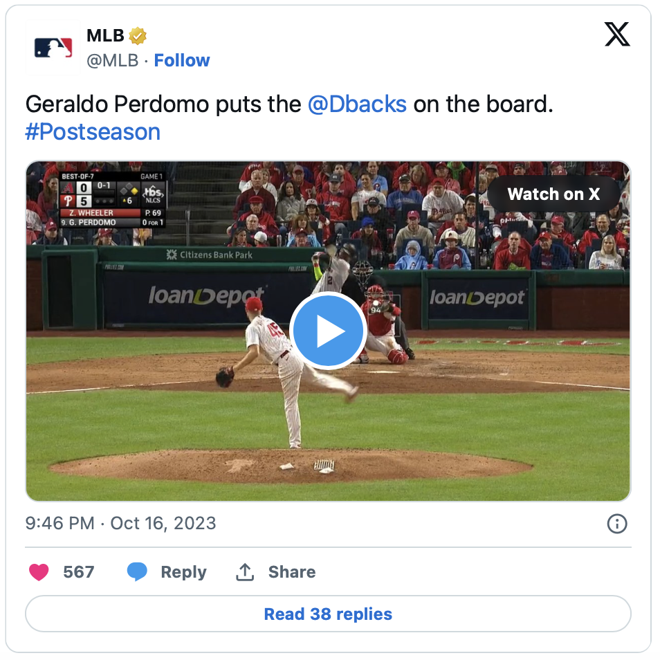 Diamondbacks shortstop Geraldo Perdomo got his team on the board with a two-run homer in the sixth inning.