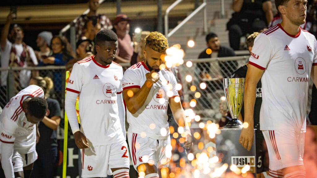 Phoenix Rising player Danny Trejo walks out in the Western Conference Final