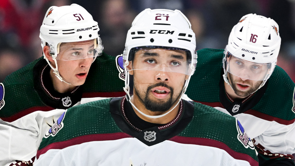 The Coyotes move three players at the trade deadline: Troy Stecher (left), Matt Dumba and Jason Zucker.