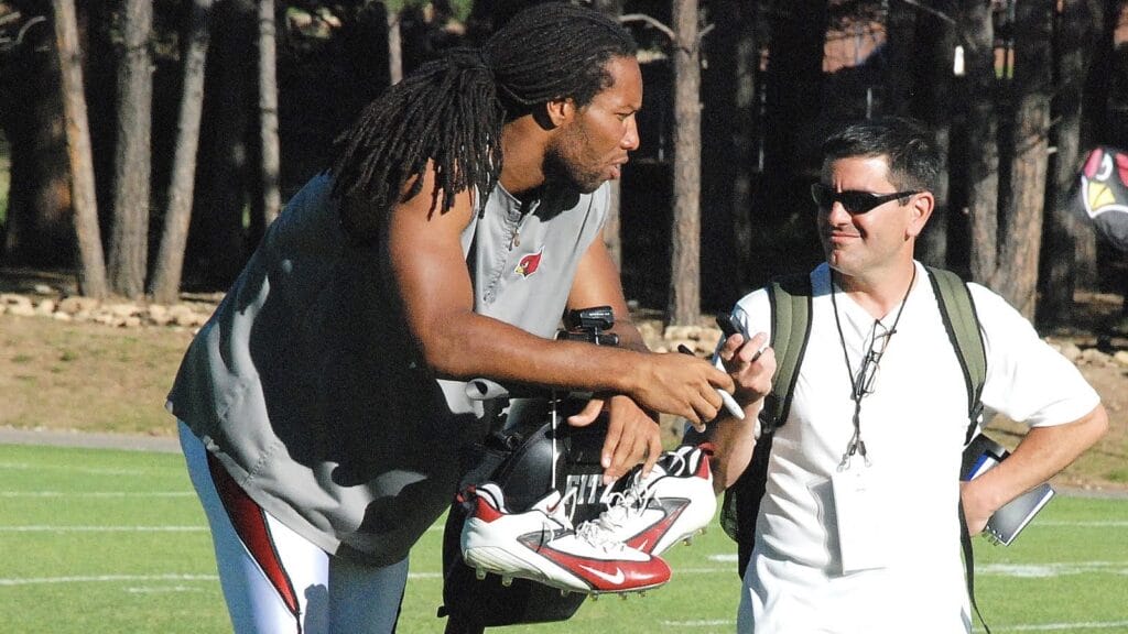An interview with Larry Fitzgerald at Cardinals training camp in Flagstaff in 2012.