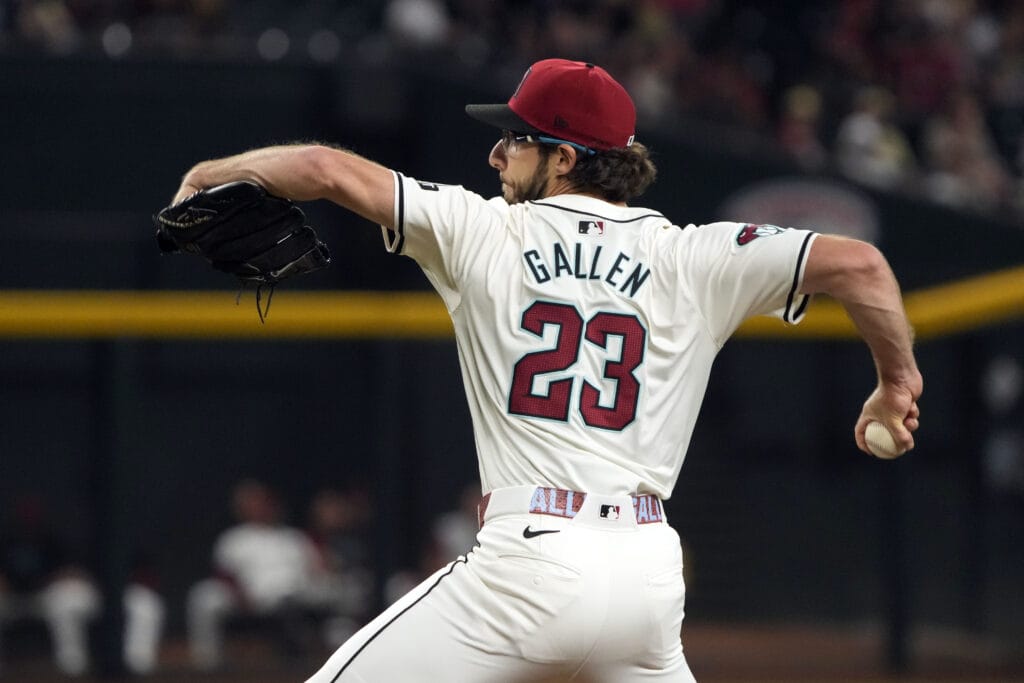Diamondbacks pitcher Zac Gallen (23) throws against the Miami Marlins in the first inning at Chase Field.