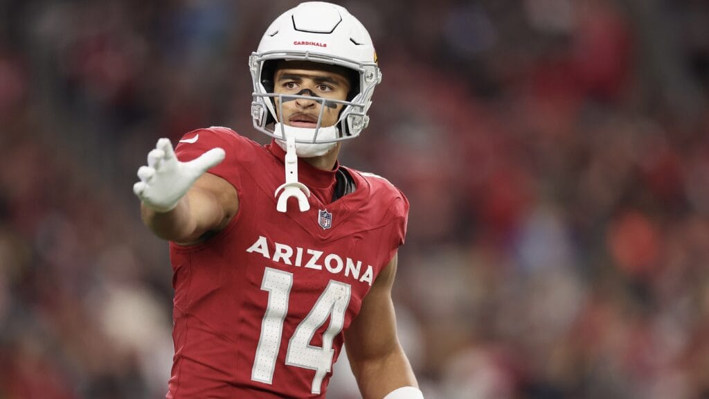 Cardinals receiver Michael Wilson missed four games in 2023 due to injury.