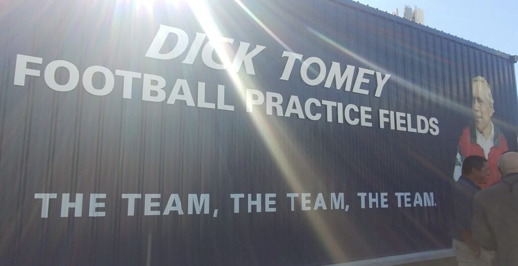 Image of a wall at the Dick Tomey football practice fields at Arizona.