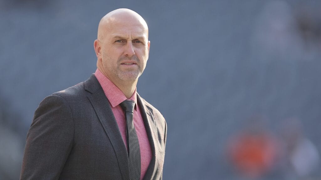 Cardinals General Manager Monti Ossenfort attends the game between the Chicago Bears and the Arizona Cardinals at Soldier Field on December 24, 2023 in Chicago, Illinois. (Photo by Michael Reaves/Getty Images)