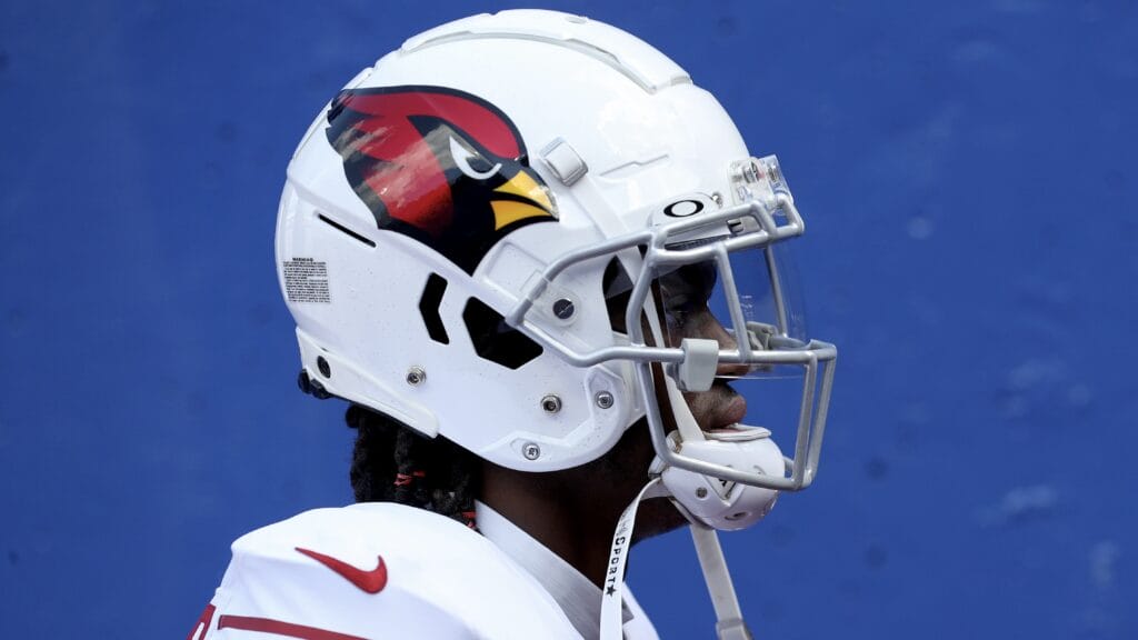 Cardinals receiver Marvin Harrison Jr. walks off the field prior to a game against the Buffalo Bills at Highmark Stadium on September 08, 2024 in Orchard Park, New York. (Photo by Bryan Bennett/Getty Images)
