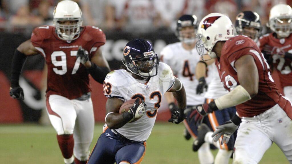 Chicago Bears cornerback Devin Hester returns a kick 83 yards for a game-winning touchdown against the Arizona Cardinals Oct. 16, 2006 in Phoenix. The Bears won 24 - 23 on Monday Night Football and remained undefeated.