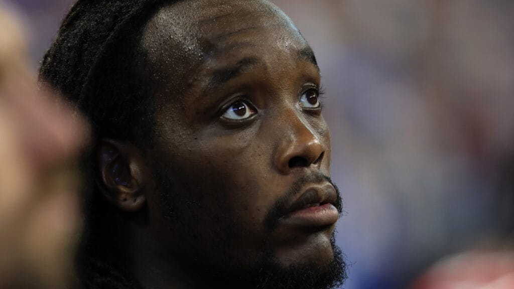 Darius Robinson of the Arizona Cardinals looks on in the game against the Indianapolis Colts at Lucas Oil Stadium on August 17, 2024 in Indianapolis, Indiana. (Photo by Justin Casterline/Getty Images)
