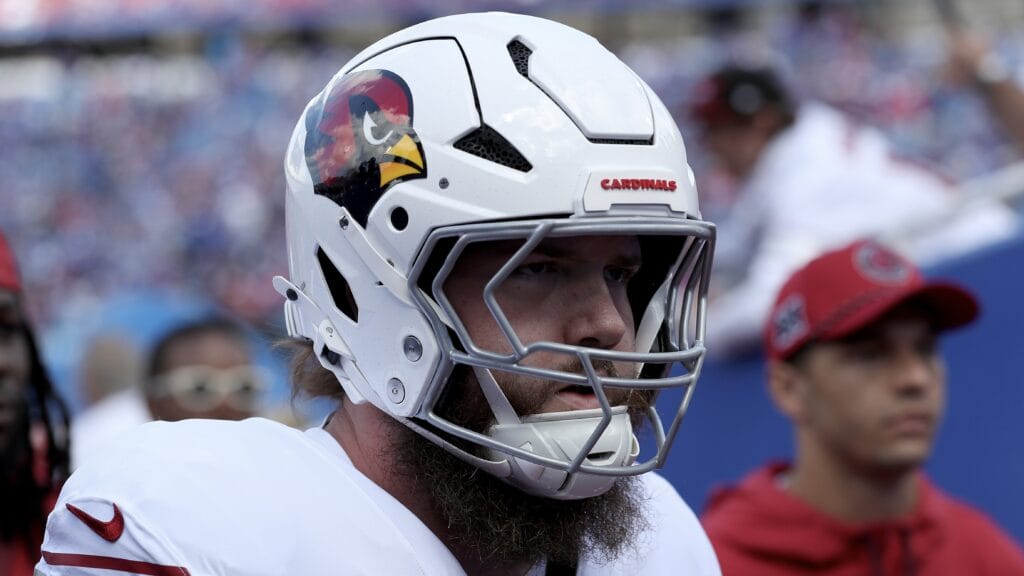 Jonah Williams of the Arizona Cardinals walks off the field prior to a game against the Buffalo Bills at Highmark Stadium on September 08, 2024 in Orchard Park, New York. (Photo by Bryan Bennett/Getty Images)