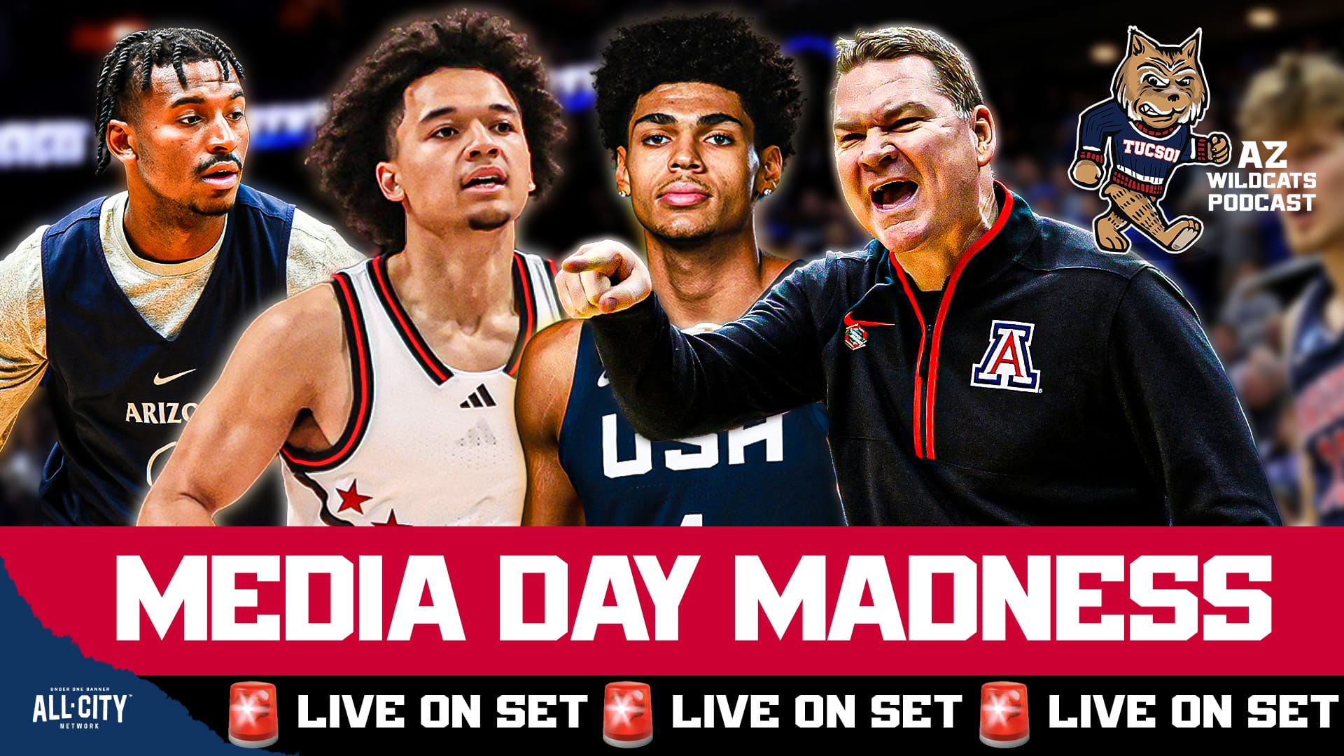 Arizona Men's Basketball is about to embark on what could be a very special season under Head Coach Tommy Lloyd. Today is media day in Tucson at the McKale Center and the "who's who" of Wildcats hoops will be LIVE on the show. Tommy Lloyd, Koa Peat, Brayden Burries, Jaden Bradley, Dwayne Aristode, Ivan Kharchenkov, and MORE will be LIVE on the podcast to talk the 2025-26 men's basketball season. Join Damon Fairall & Kevin Thomas on the AZ Wildcats Podcast!
