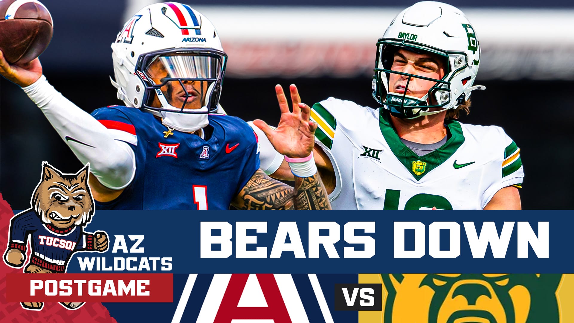 The Arizona Wildcats dominated the Baylor bears in the second half leading to a massive home victory on senior night. Genesis Smith, Treydan Stukes and Dalton Johnson led the way in fitting fashion. Noah Fifita was lights out again as his counterpart Sawyer Robertson was suffocated by the Arizona defense. Should Arizona be FAVORED in the territorial cup? Join Damon Fairall & Kevin Thomas on the AZ Wildcats Podcast Postgame Show!