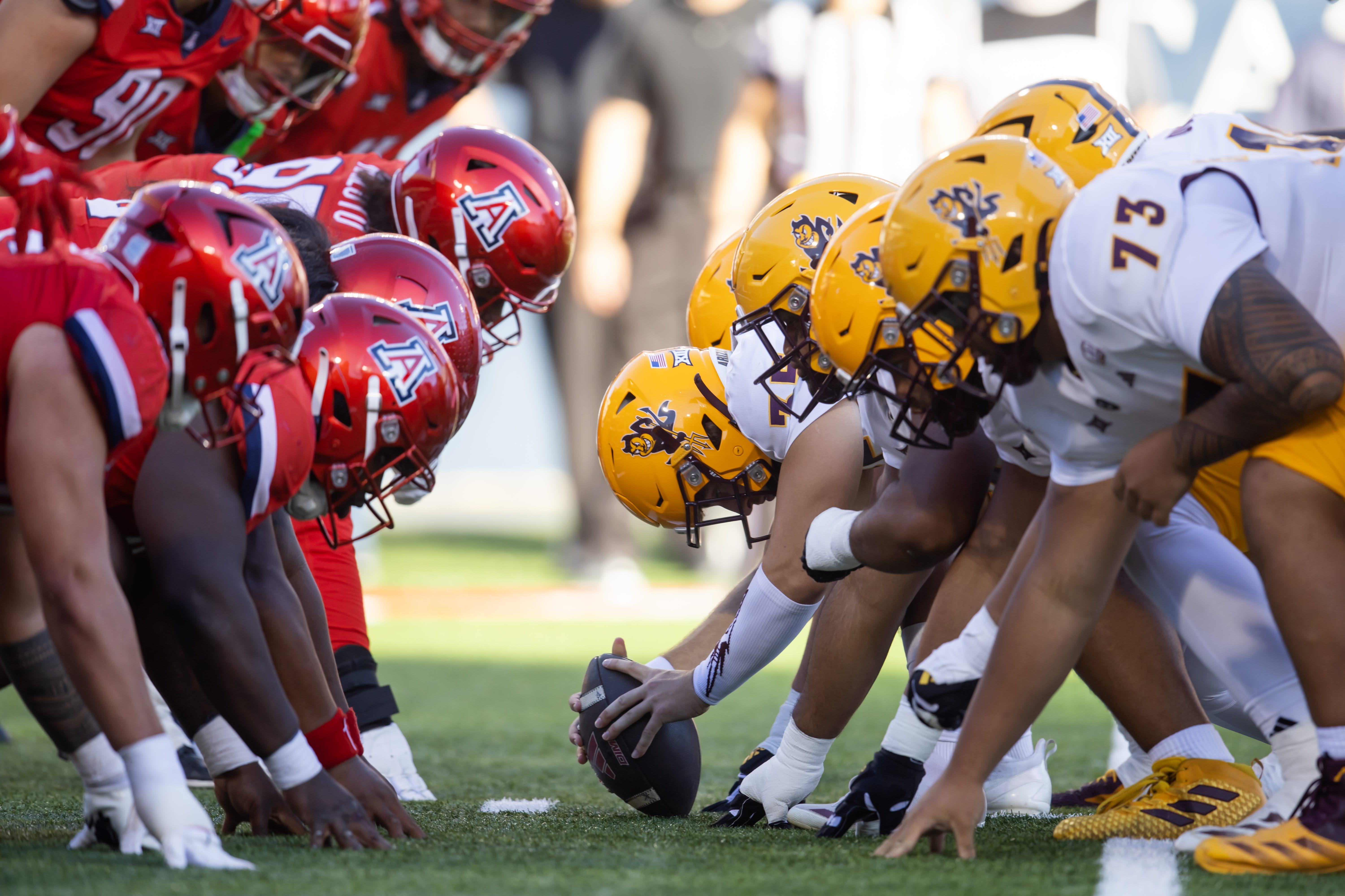 Arizona State Sun Devils line up against the Arizona Wildcats in the territorial cup