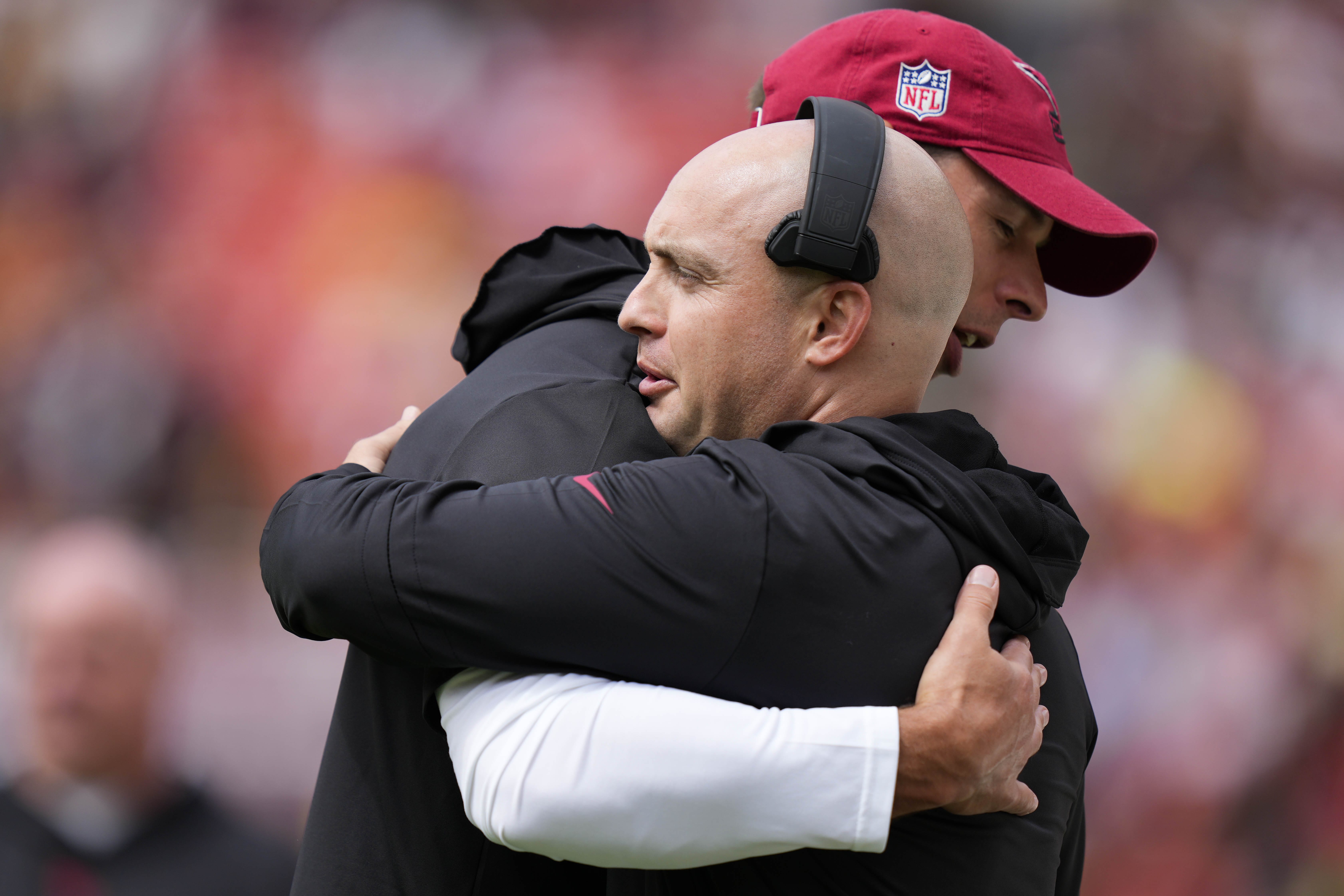 Arizona Cardinals head coach Jonathan Gannon and offensive coordinator Drew Petzing.