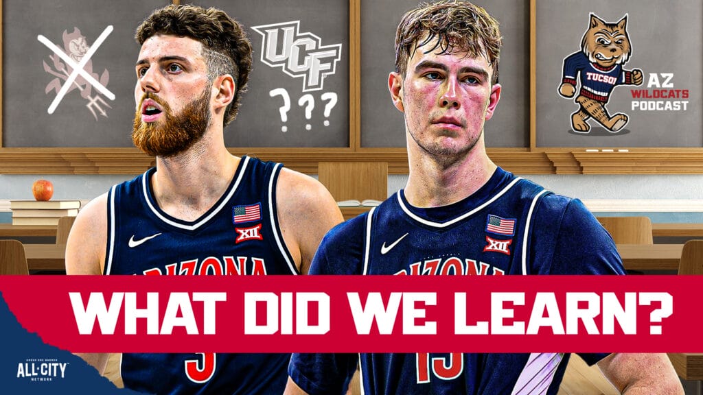 The Arizona Wildcats went to war with rivals Arizona State last night in a somewhat unexpected game. The Wildcats were favored by 20 points entering last night and exited with a 7 point win. Anthony Dell’Orso struggled to get going from a scoring perspective but was able to contribute some rebounds and assists. Motiejus Krivas played one of the lesser games of his season leading some fans to wonder what led to that and if it’s something that could rear it’s ugly head again in the spring. What can be learned from this game ahead of a road test vs UCF? Are there any real concerns coming out of that game? PLUS! Erika Day joins the show to talk Arizona WBB & more! Join Damon Fairall and Kevin Thomas on the AZ Wildcats Podcast!