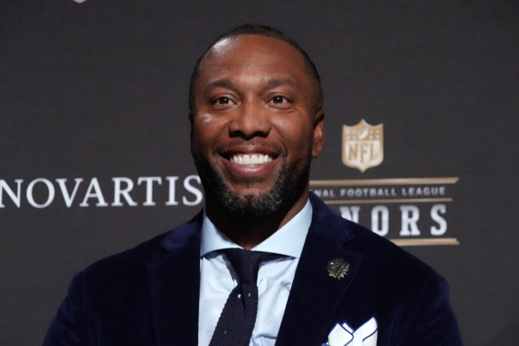 Arizona Cardinals WR Larry Fitzgerald at his NFL Hall of Fame selection.
