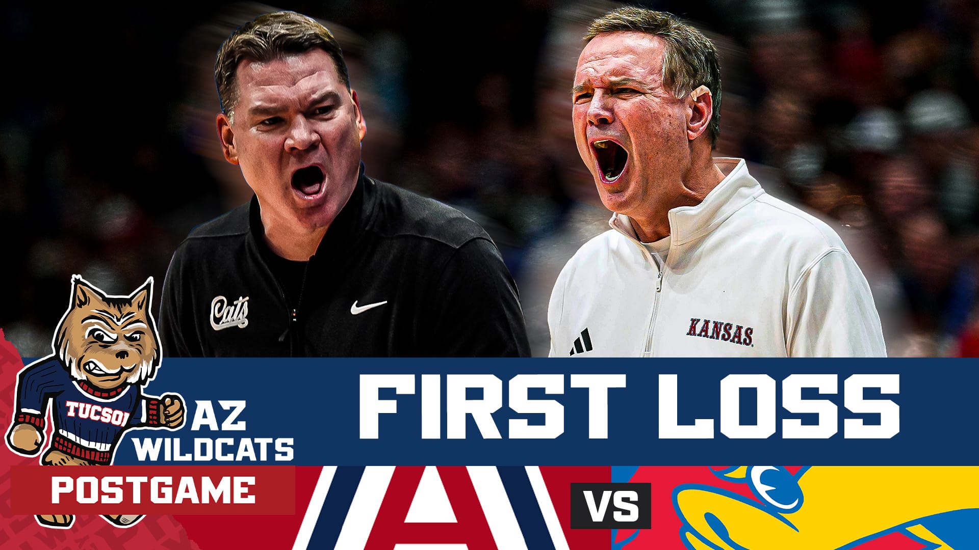 Undefeated no more. The #1 Arizona Wildcats drop to 23-1 after taking their first loss of the year to top 10 Kansas on the road… without Darryn Peterson. It didn’t end up costing the Jayhawks though as the Phog Allen Fieldhouse lived up to its reputation. First half heroics from Motiejus Krivas faded into second half disappointment after Flory Bidunga took over with a flurry of dunks. Star freshman Brayden Burries put in a performance that’s become typical of the Big 12 Player of the Year candidate, dropping 25 points along with 5 rebounds. However it was a brutal night at the office for fellow freshman Koa Peat who only put up 6 points. What is going on with the potential lottery pick? After taking the first L of the year should the Cats still be ranked #1 in the next AP Poll? Can Tommy’s Lloyd’s team avoid back-to-back losses when #16 Texas Tech comes to the McKale Center for College Gameday? PLUS, Saul Bookman joins the fellas on postgame! Join Damon Fairall, Kevin Thomas & Saul Bookman on the AZ Wildcats Podcast!