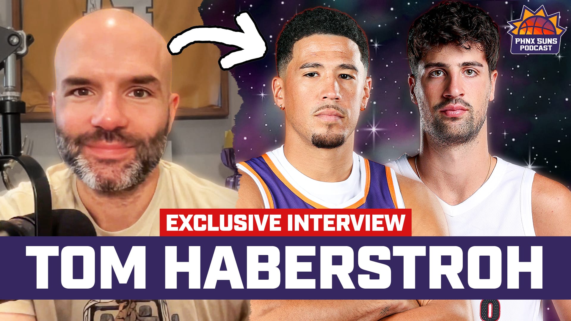 Tom Haberstroh, Suns' Devin Booker and Trail Blazers' Deni Avdija