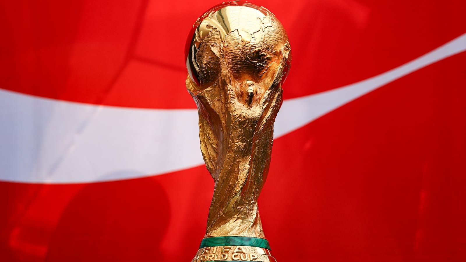 A general view of the FIFA World Cup Trophy on display during the FIFA World Cup Trophy Tour at American Dream.