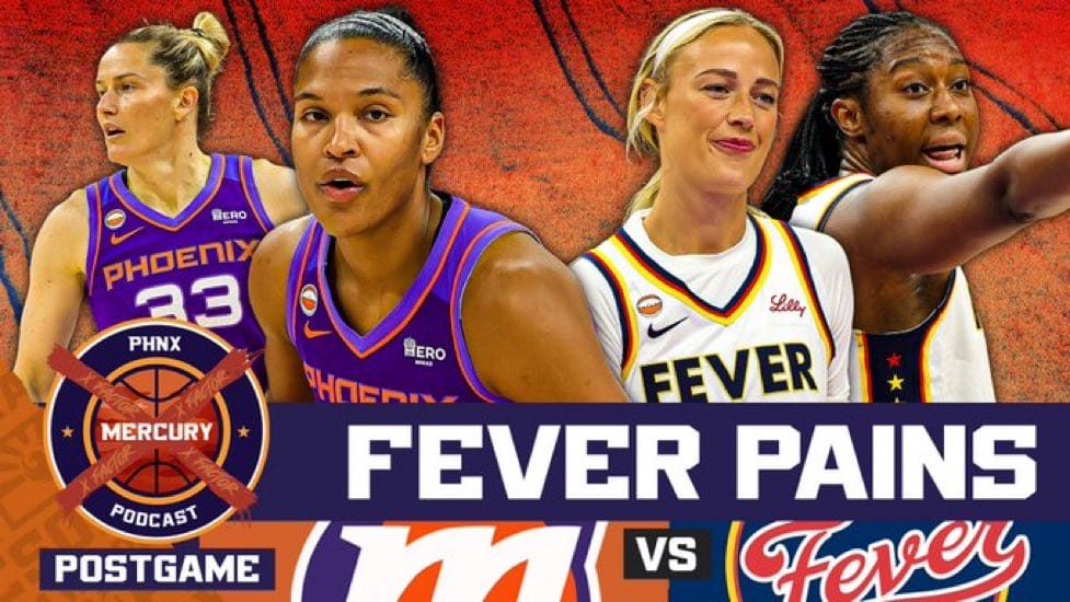 Mercury's Sami Whitcomb and Alyssa Thomas; Fever's Sophie Cunningham and Aliyah Boston