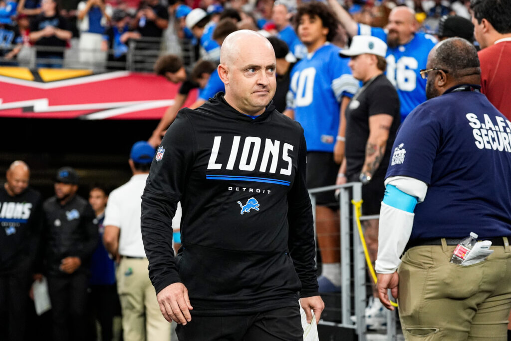 2026 10 11T222139Z 71097605 MT1USATODAY30060988 RTRMADP 3 DETROIT LIONS OFFENSIVE COORDINATOR DREW PETZING TAKES THE