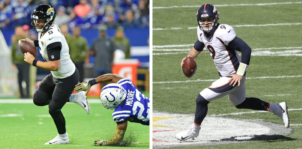 Broncos quarterbacks Blake Bortles and Jeff Driskel are two sides of the same coin
