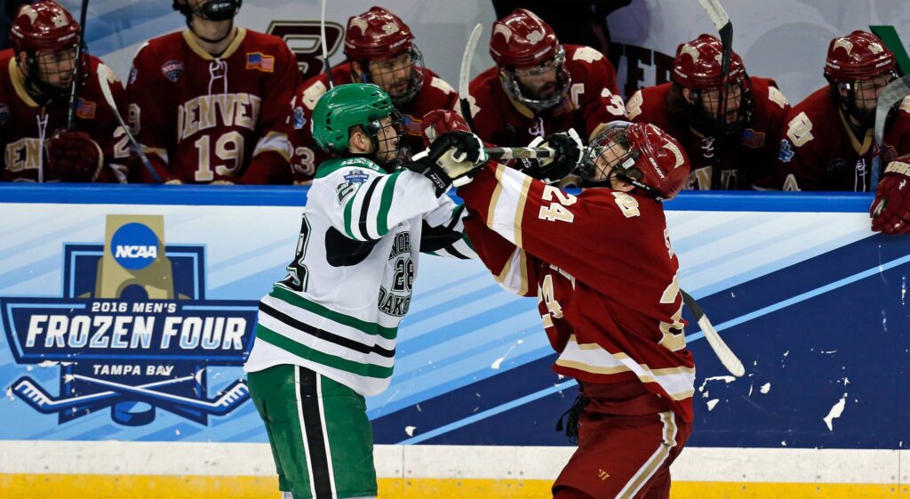 Pios fall to Fighting Hawks in NCHC semi-final