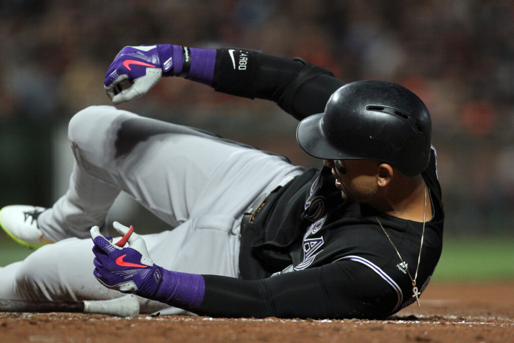 Carlos Gonzalez removed from game after being hit by pitch