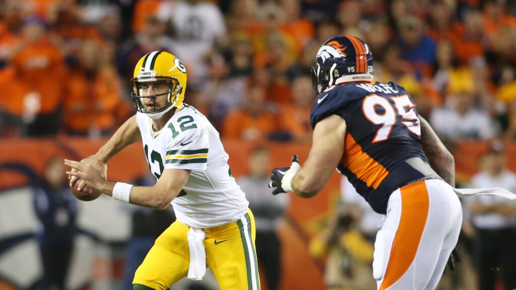 Denver Broncos defensive end Derek Wolfe honored