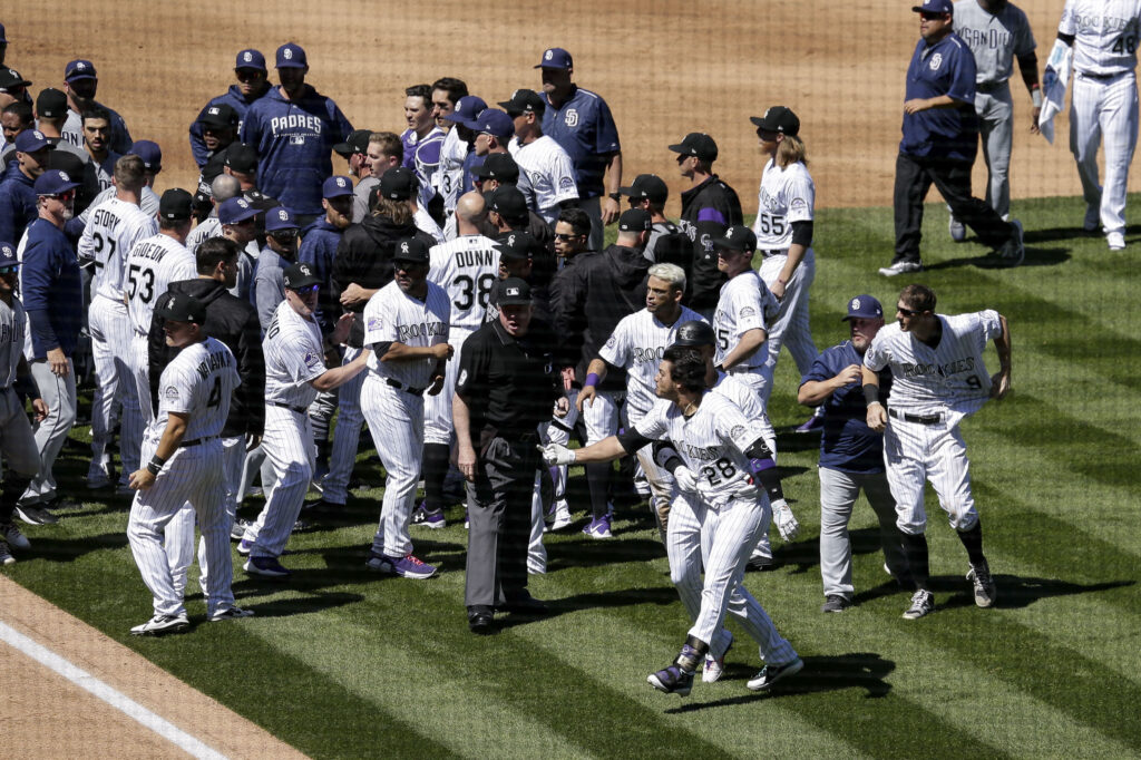 Colorado Rockies win fight, baseball game