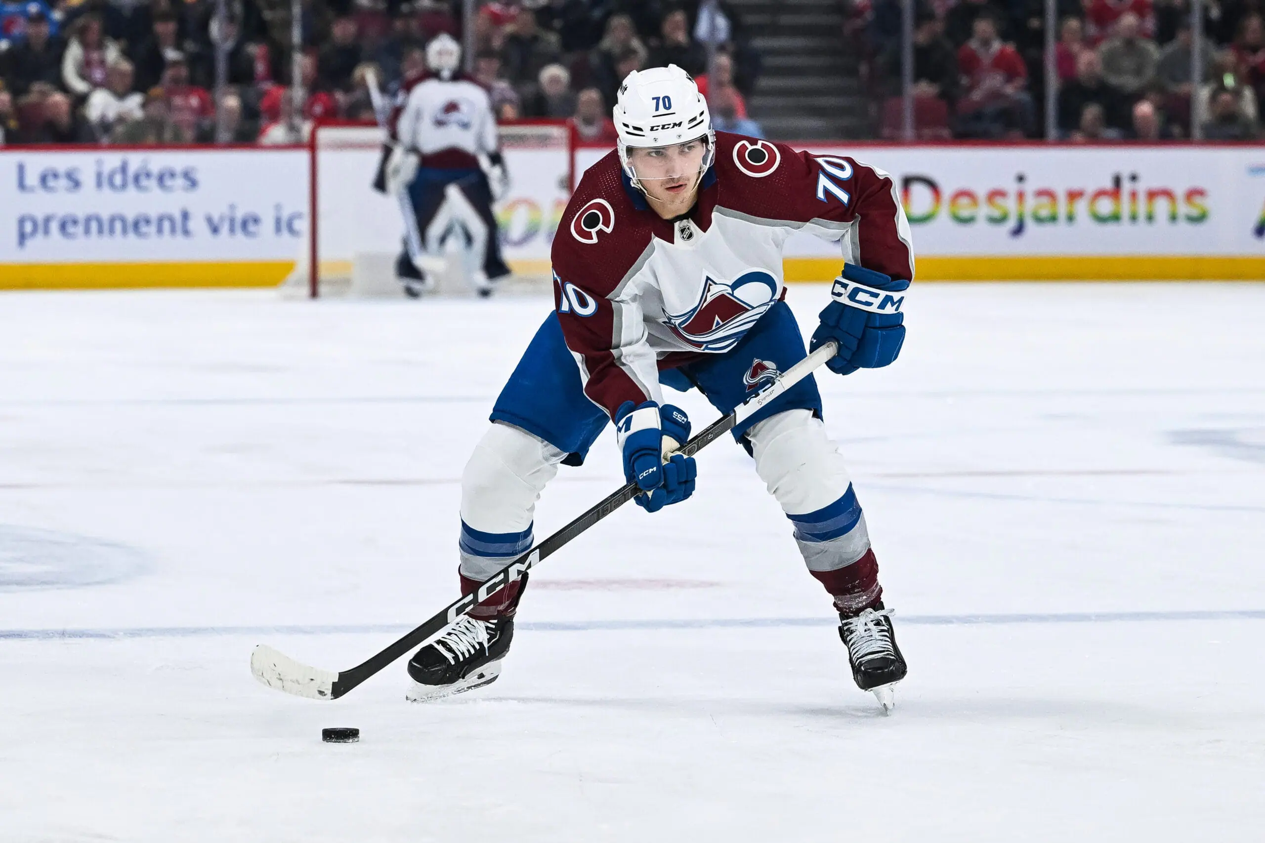 Sam Malinski of the Colorado Avalanche