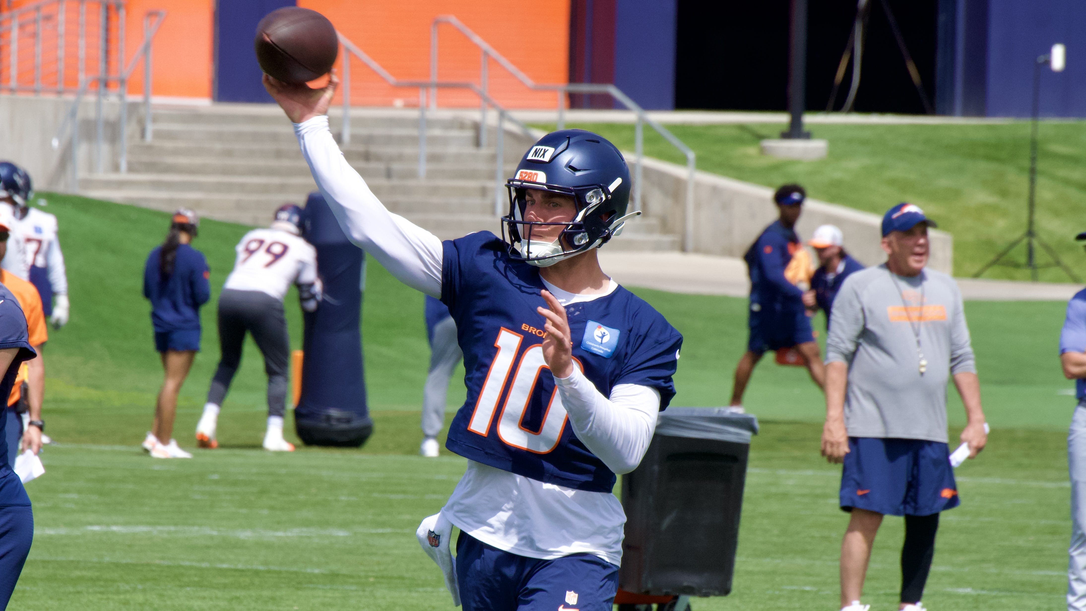 Bo Nix during Denver Broncos training camp