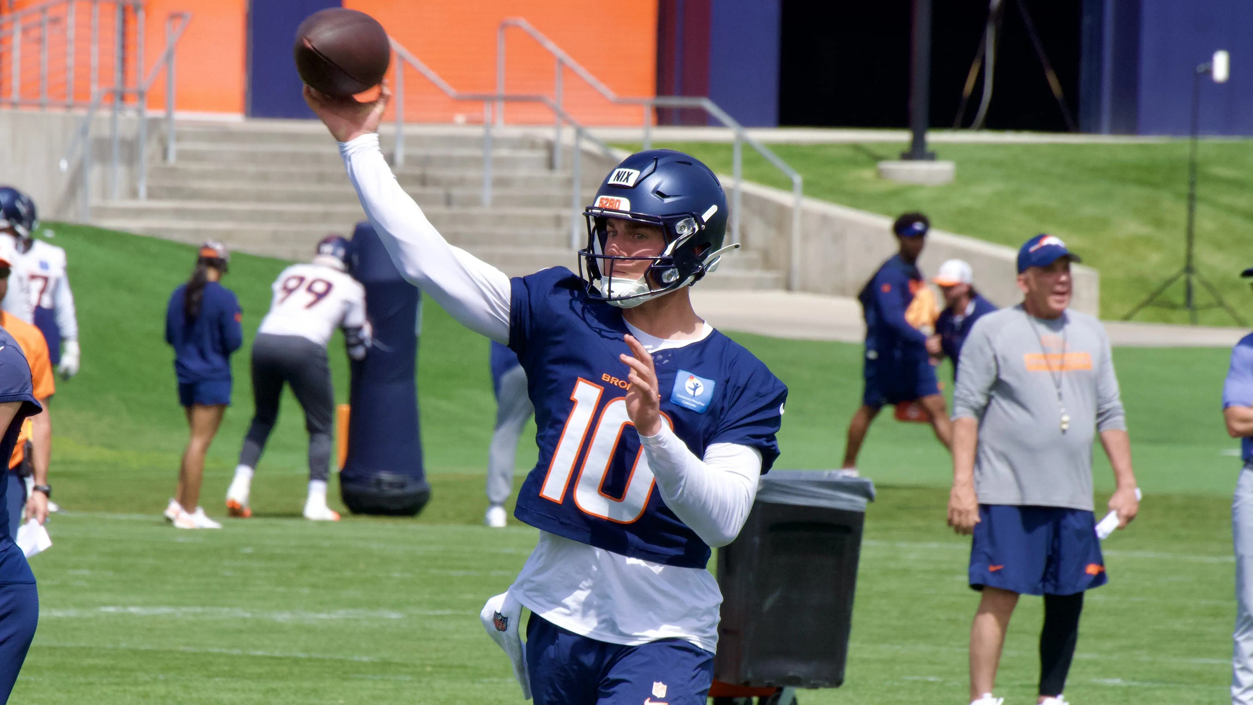 Bo Nix during Denver Broncos training camp