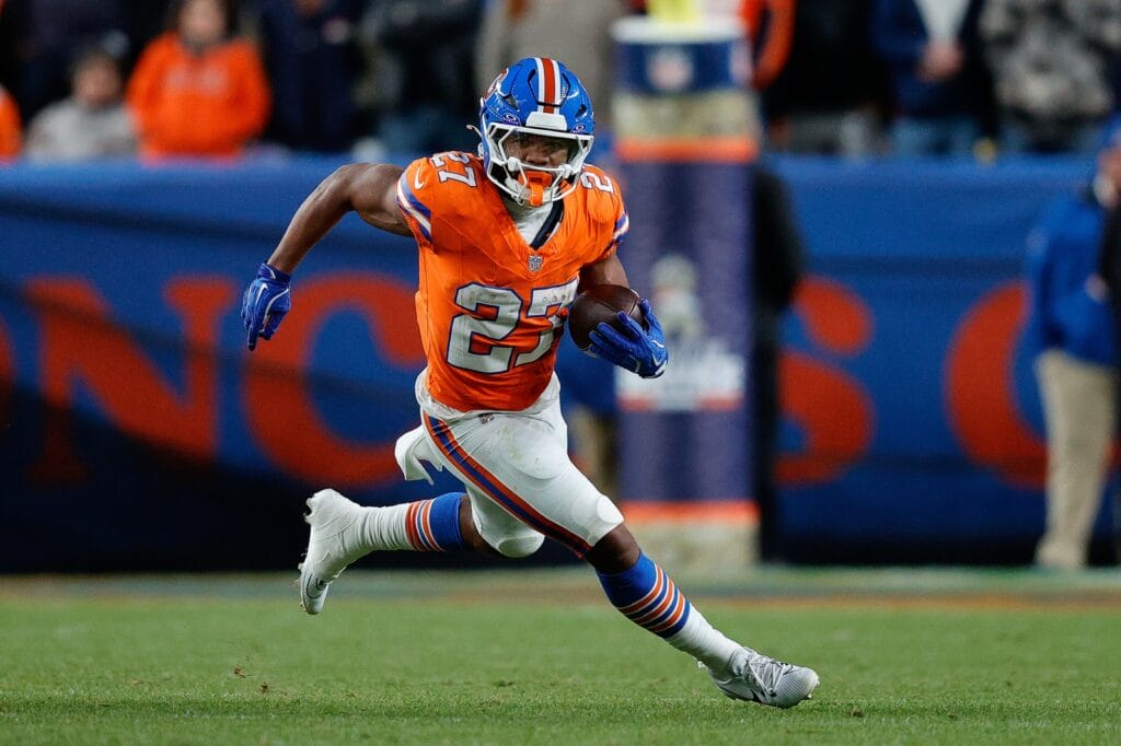 Sean Payton hints at J.K. Dobbins’ injury status for the Denver Broncos while raving about RJ Harvey