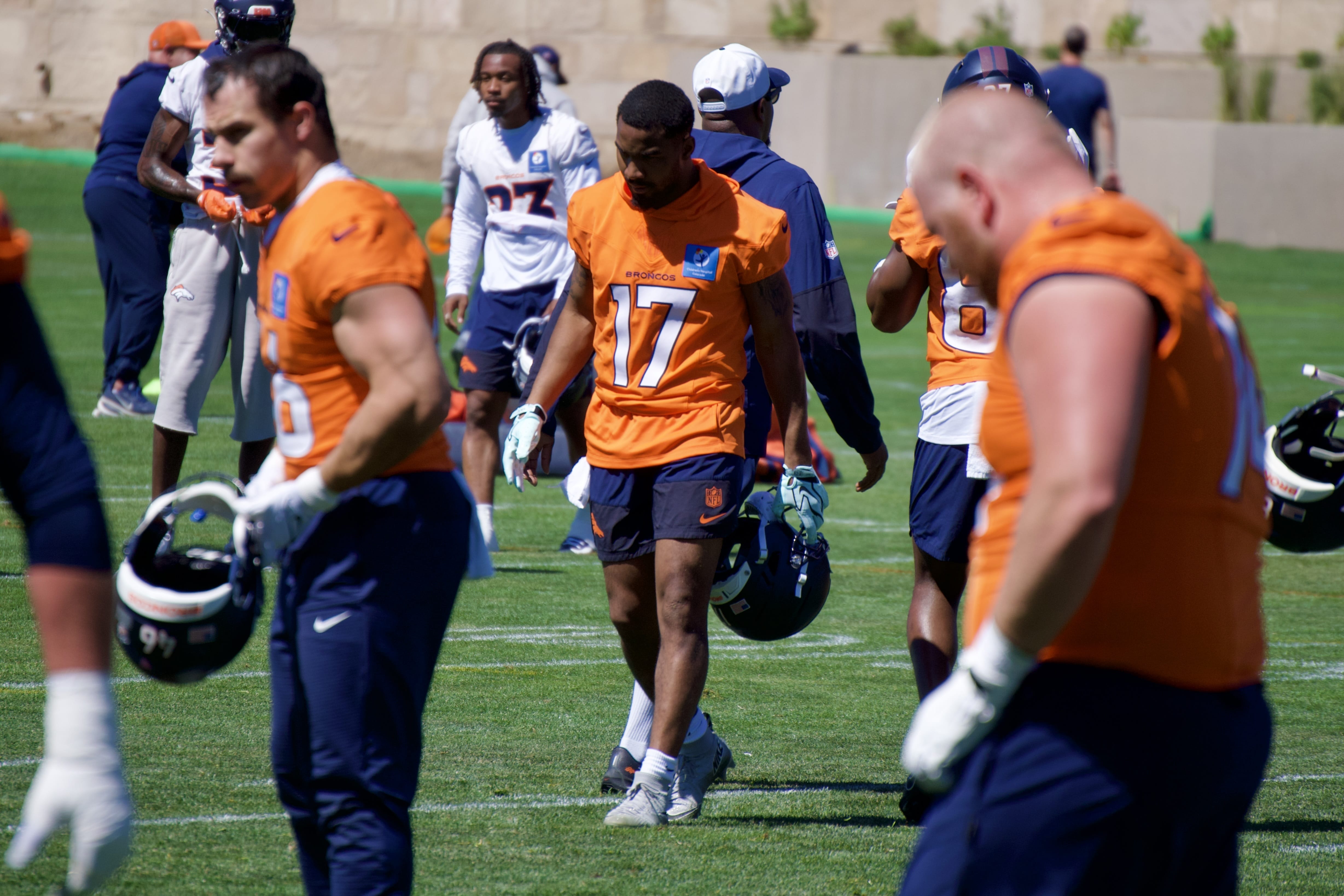 Jaylen Waddle attending Denver Broncos' OTA practice.