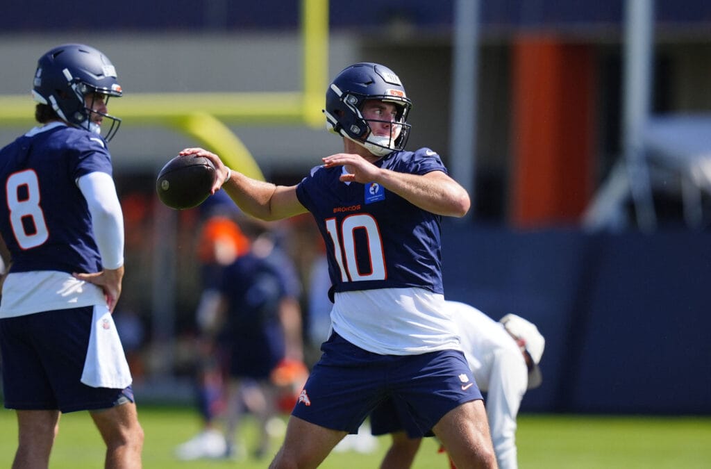 Bo Nix at Broncos training camp