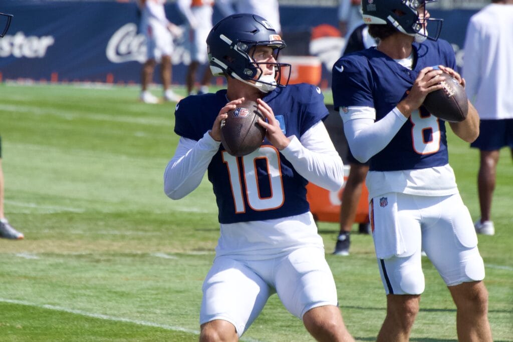 Bo Nix at Denver Broncos training camp. Photo credit: Ryan Greene