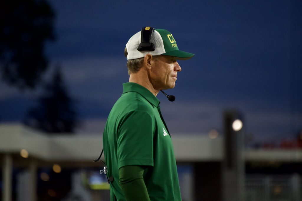 CSU Coach Jim Mora looks on during the BYU game.