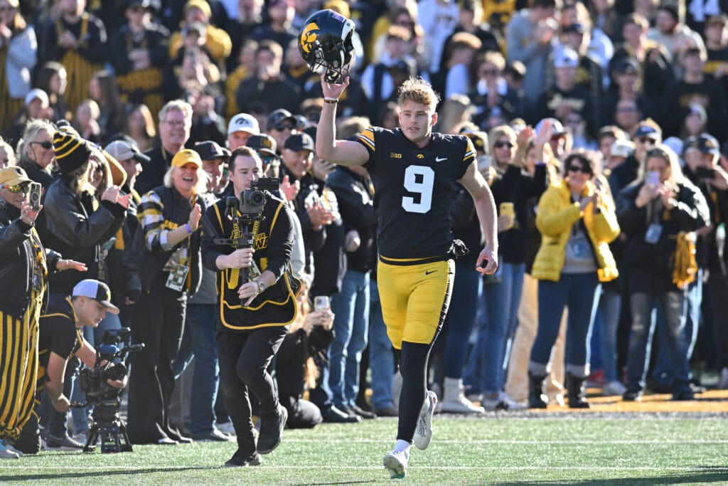 The Chicago Bears draft Iowa punter Tory Taylor with the 122nd pick in the fourth round