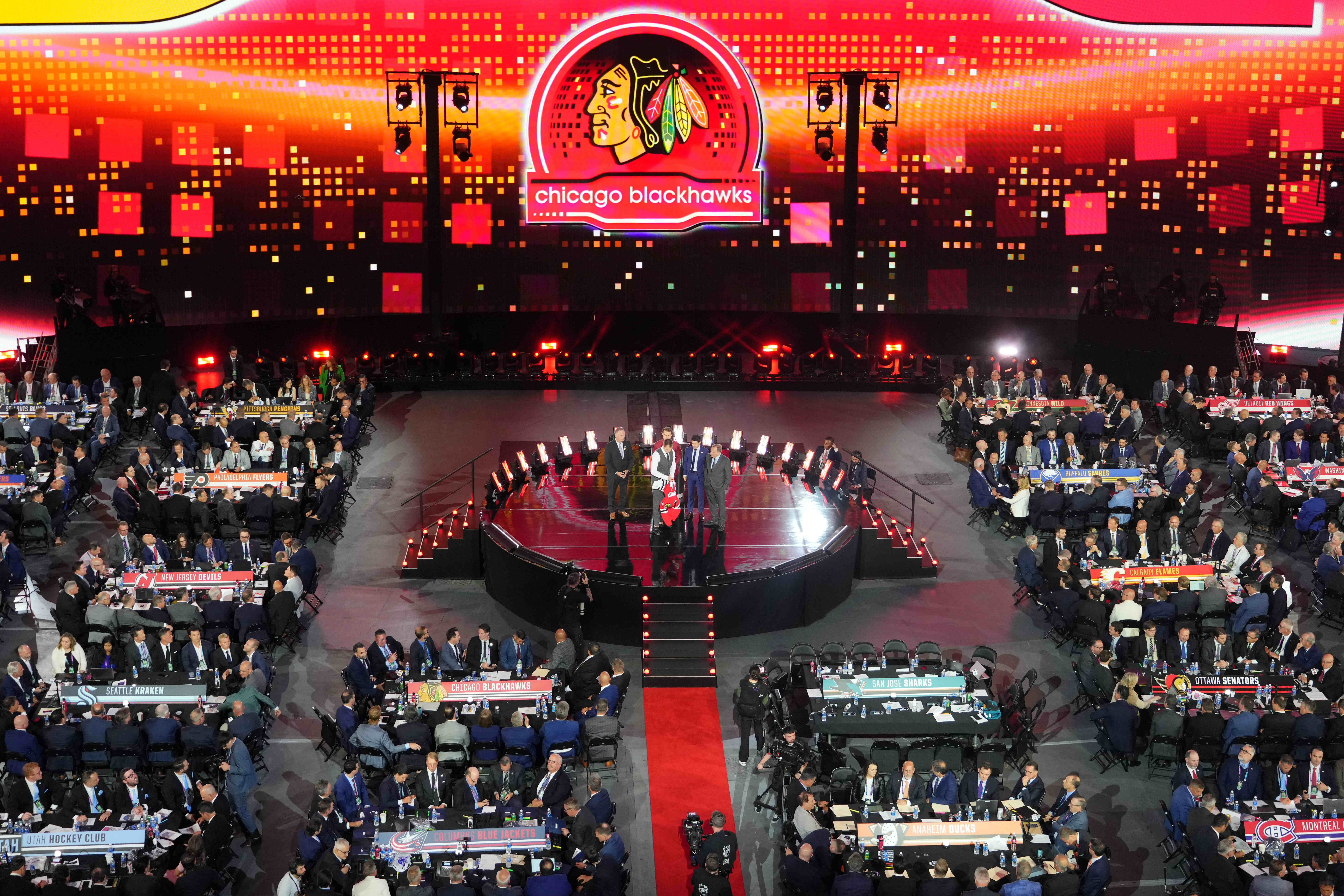 Artyom Levshunov is selected with the 2nd overall pick of the 2024 NHL Draft by the Chicago Blackhawks at The Sphere.