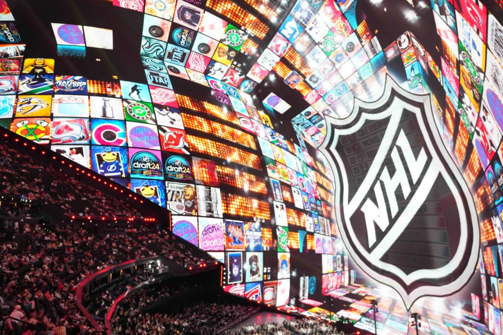 A general view in the first round of the 2024 NHL Draft at The Sphere, where the Blackhawks selected Artyom Levshunov.